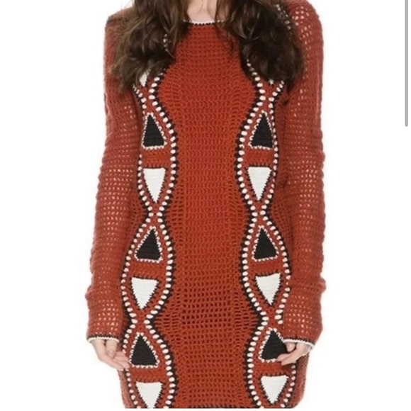Volcom Copper Geo Crochet Sweater Dress Size-S Excellent Preloved Condition - Picture 10 of 16